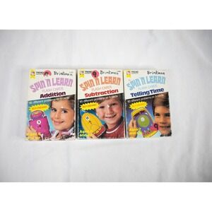 Lot‎ of 3 Vintage Spin 'N Learn Subtraction Addition Time Flash Cards Learning